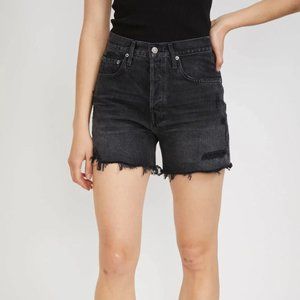 NWT AGOLDE Riley High Rise Slim Leg Denim Cutoff Shorts Vortex Blue Black Sz 29